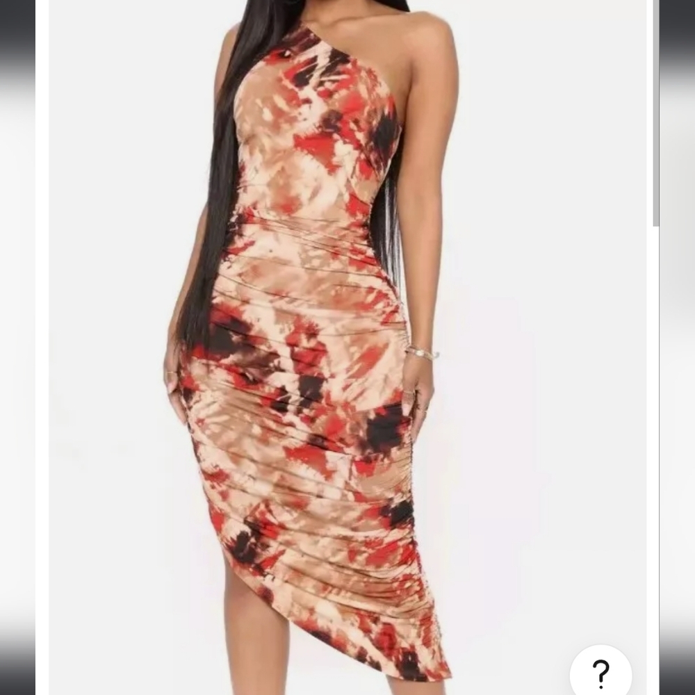 Fashion Nova Ellis Ruched Midi Dress - 1X